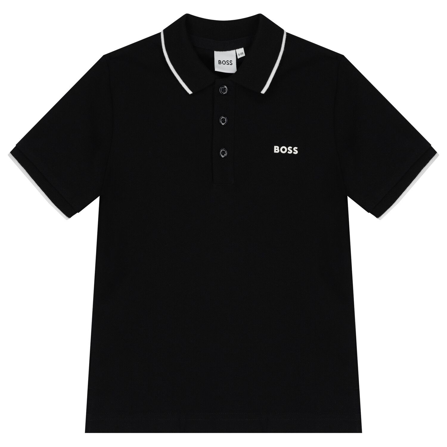 Boys Black Logo Polo Shirt, 1, hi-res image number null