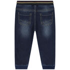 Younger Boys Navy Blue Denim Joggers, 1, hi-res