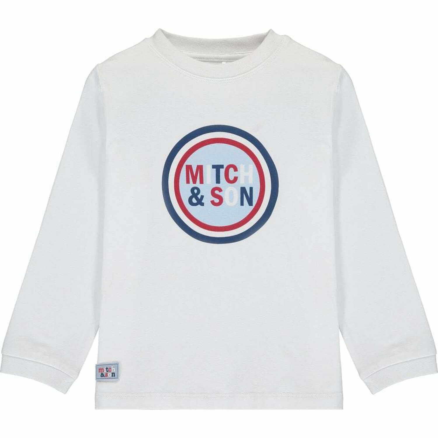 Boys White Logo Long Sleeve Top, 1, hi-res image number null