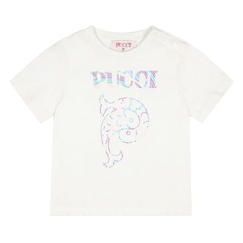 Younger Girls White Logo T-Shirt