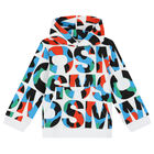 Boys White Logo Hooded Top, 1, hi-res