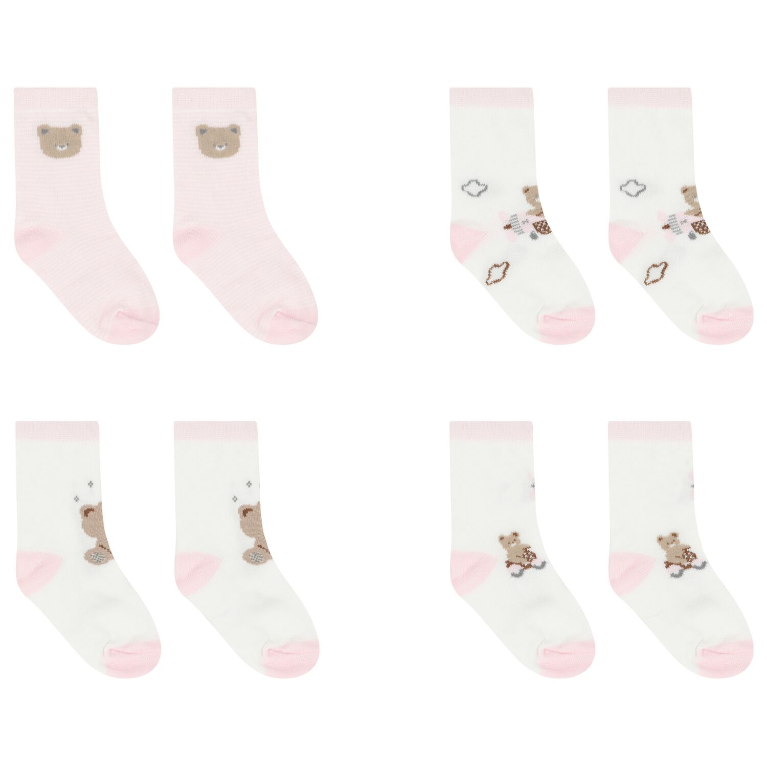 Baby Girls Pink & White Socks ( 4-Pack ), 4, hi-res