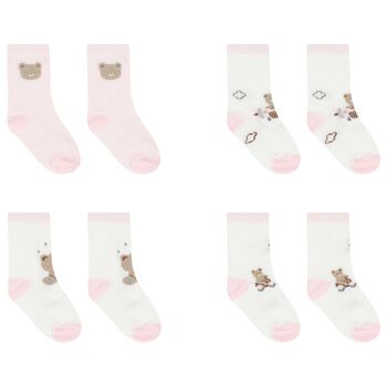 Baby Girls Pink & White Socks ( 4-Pack )