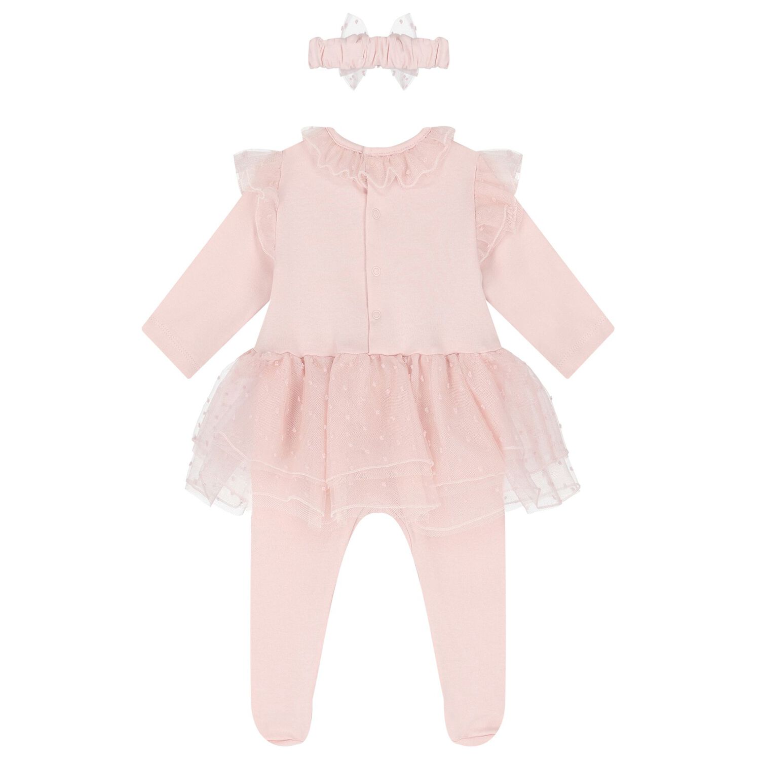 Baby Girls Pink Bow Babygrow Set, 1, hi-res image number null