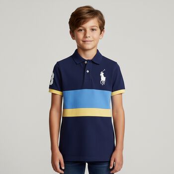 Boys Navy Blue Logo Polo Shirt