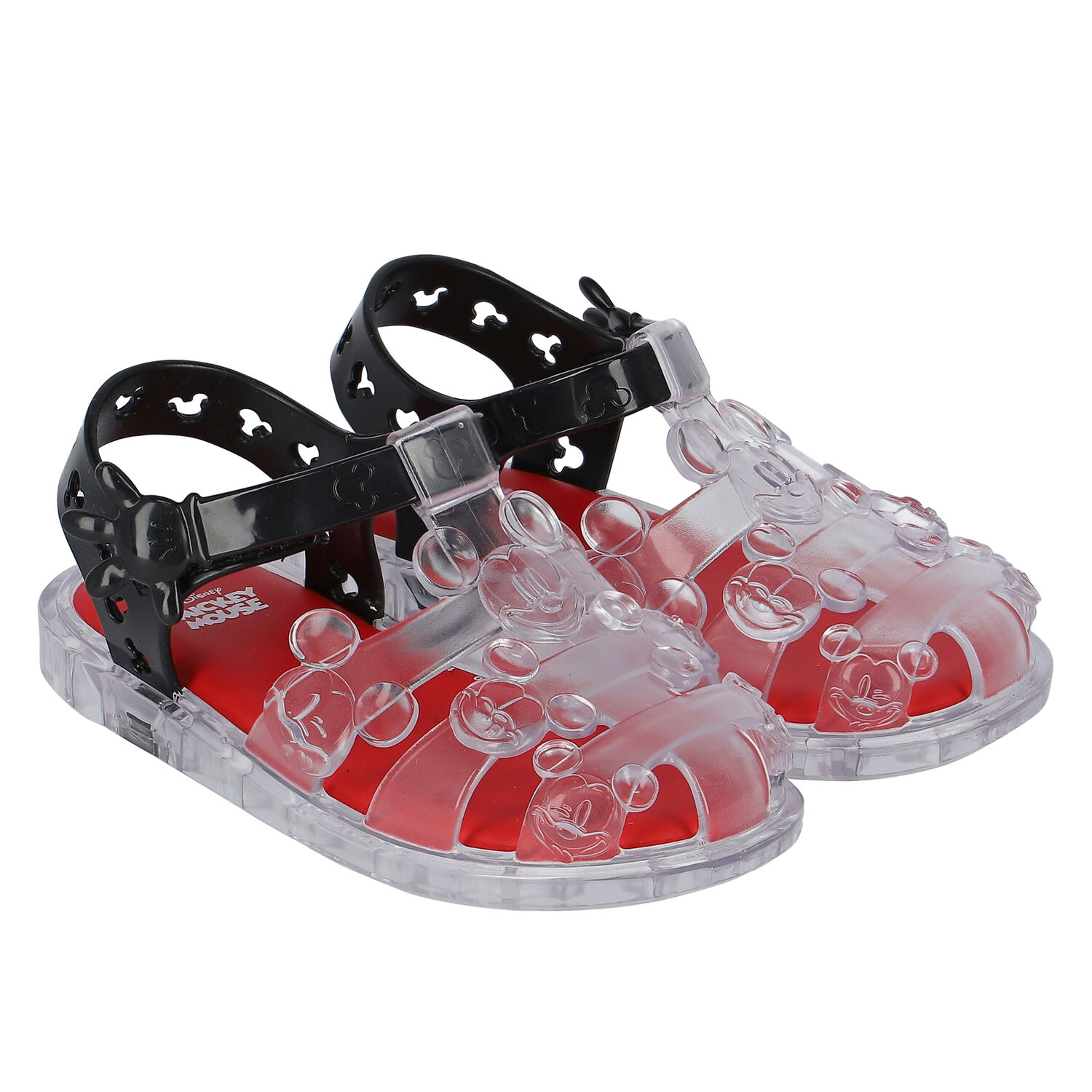 Younger Boys Clear & Black Mickey Mouse Jelly Shoes, 1, hi-res image number null