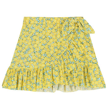Girls Blue & Yellow Floral Skirt
