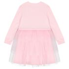 Girls Pink Logo Tulle Dress, 1, hi-res