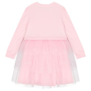 Girls Pink Logo Tulle Dress
