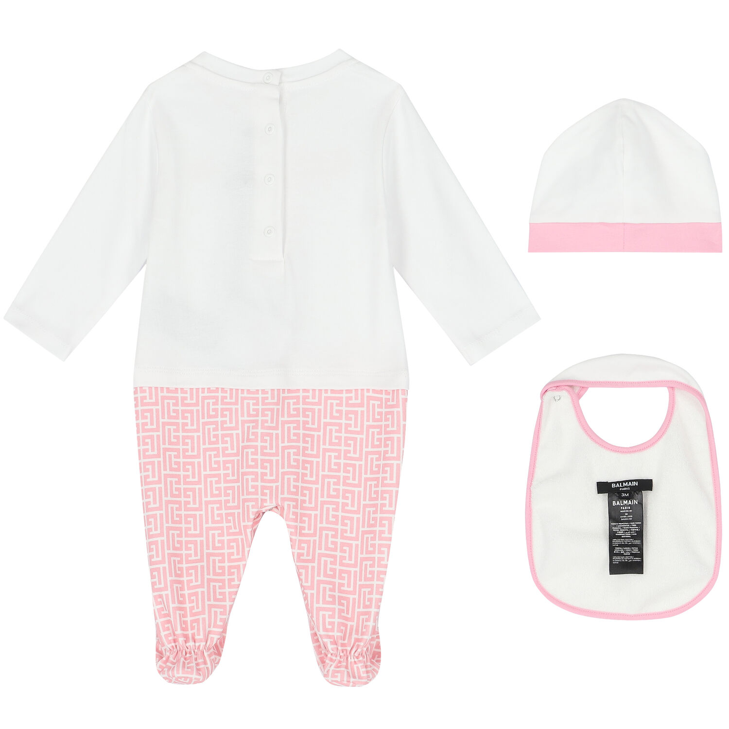 White & Pink Logo Babygrow Set, 2, hi-res