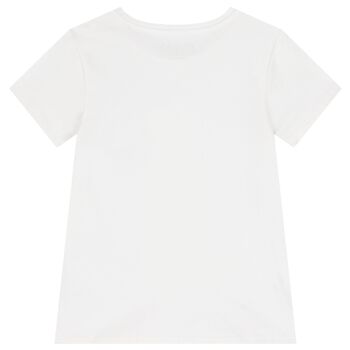 Girls White Teddy Bear T-Shirt