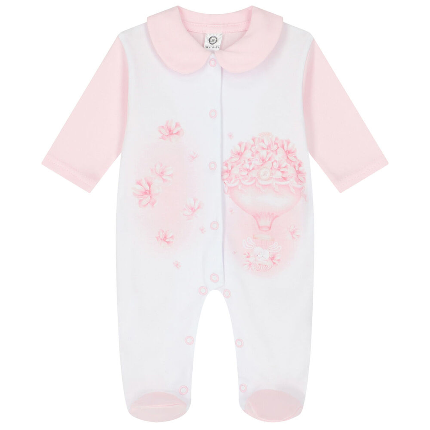 Baby Girls Pink & White Hot Air Balloon Babygrow, 2, hi-res image number null