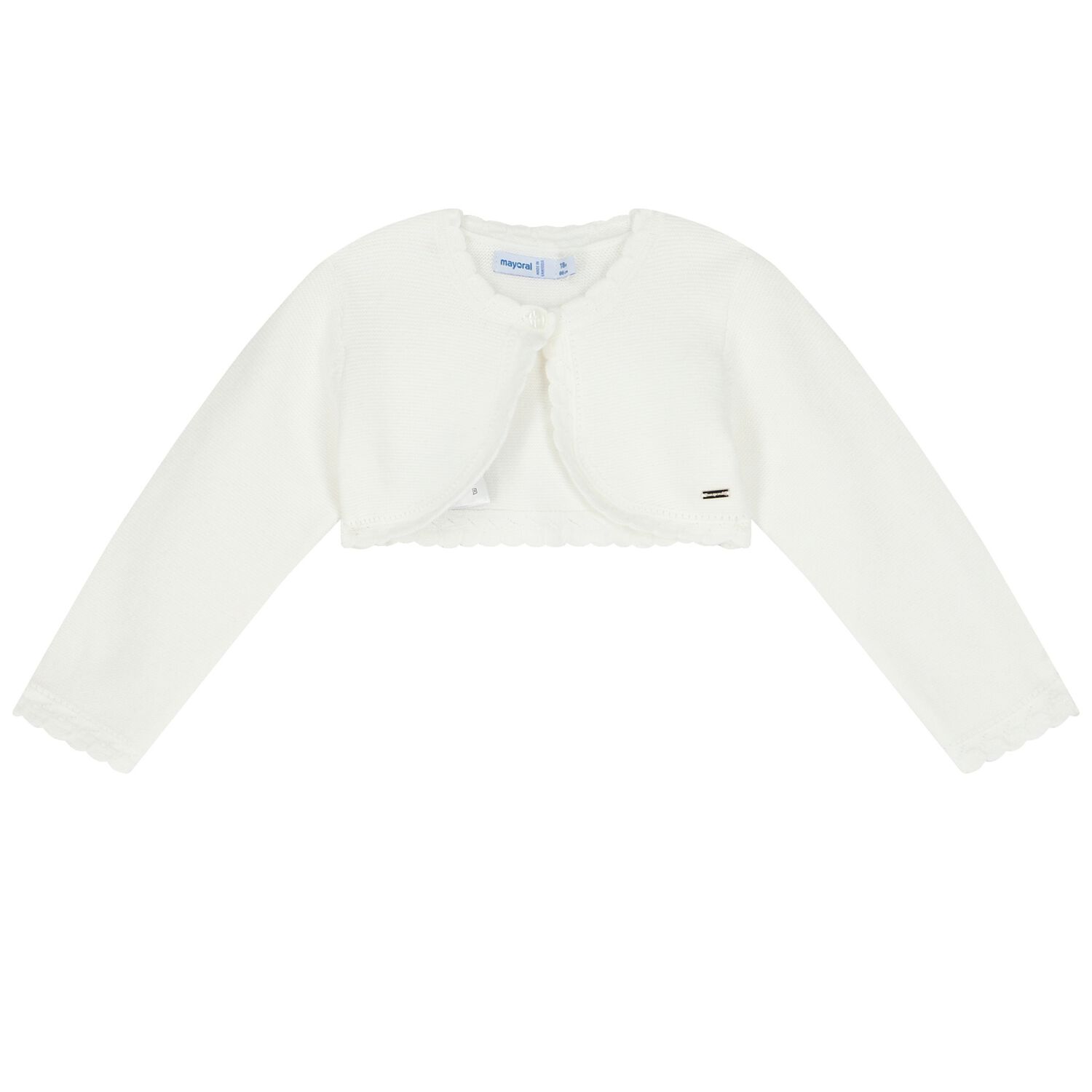 Younger Girls Ivory Bolero Cardigan, 3, hi-res