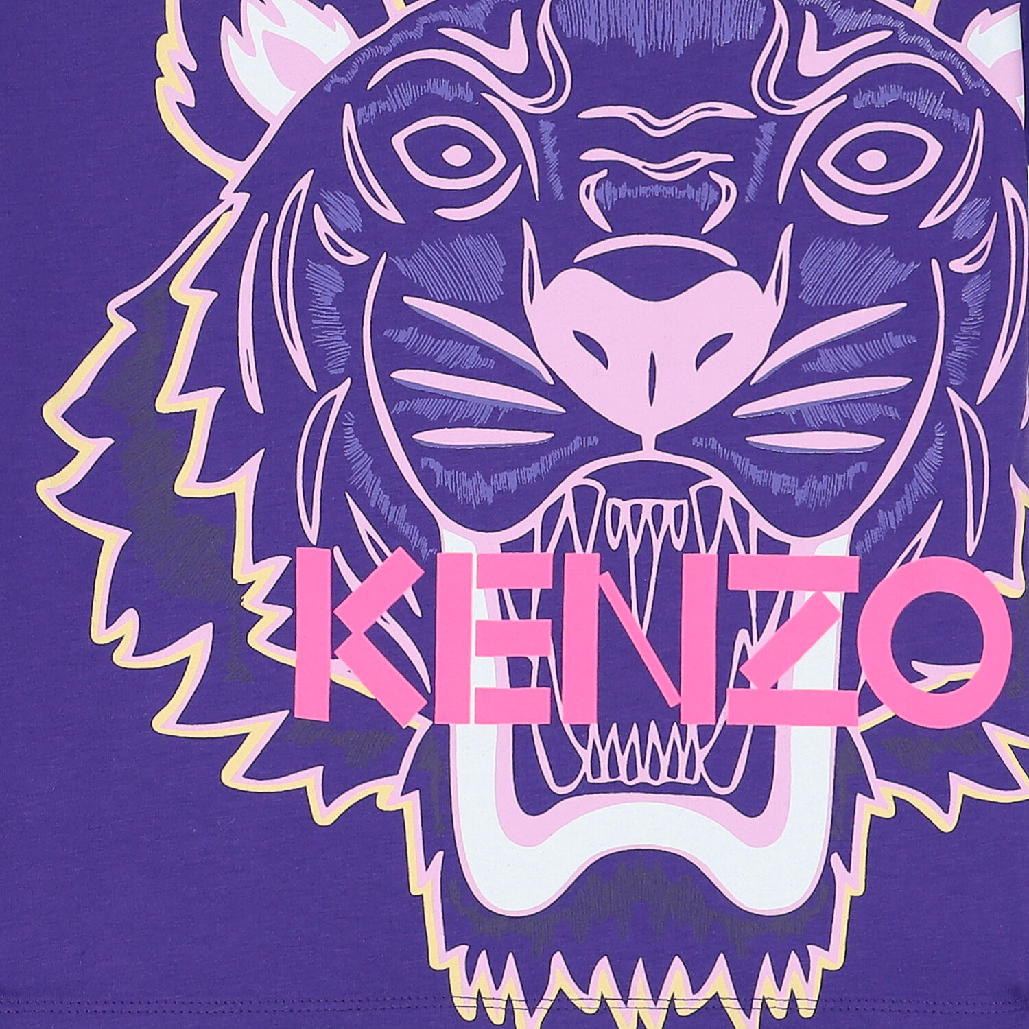 تيشيرت بطبعة نمر باللون البنفسجي للبنات , 1, hi-res