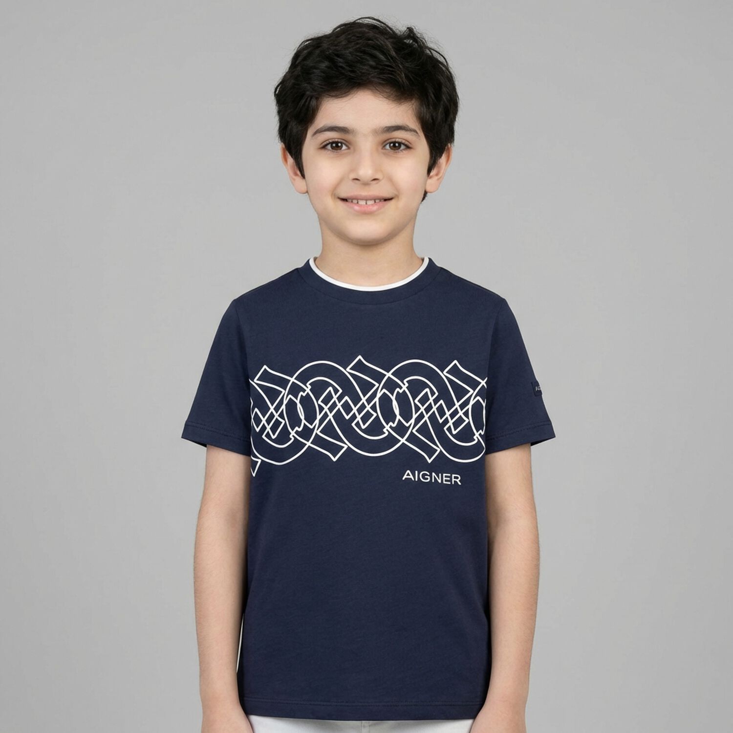 Boys Navy Blue Logo T-Shirt, 2, hi-res