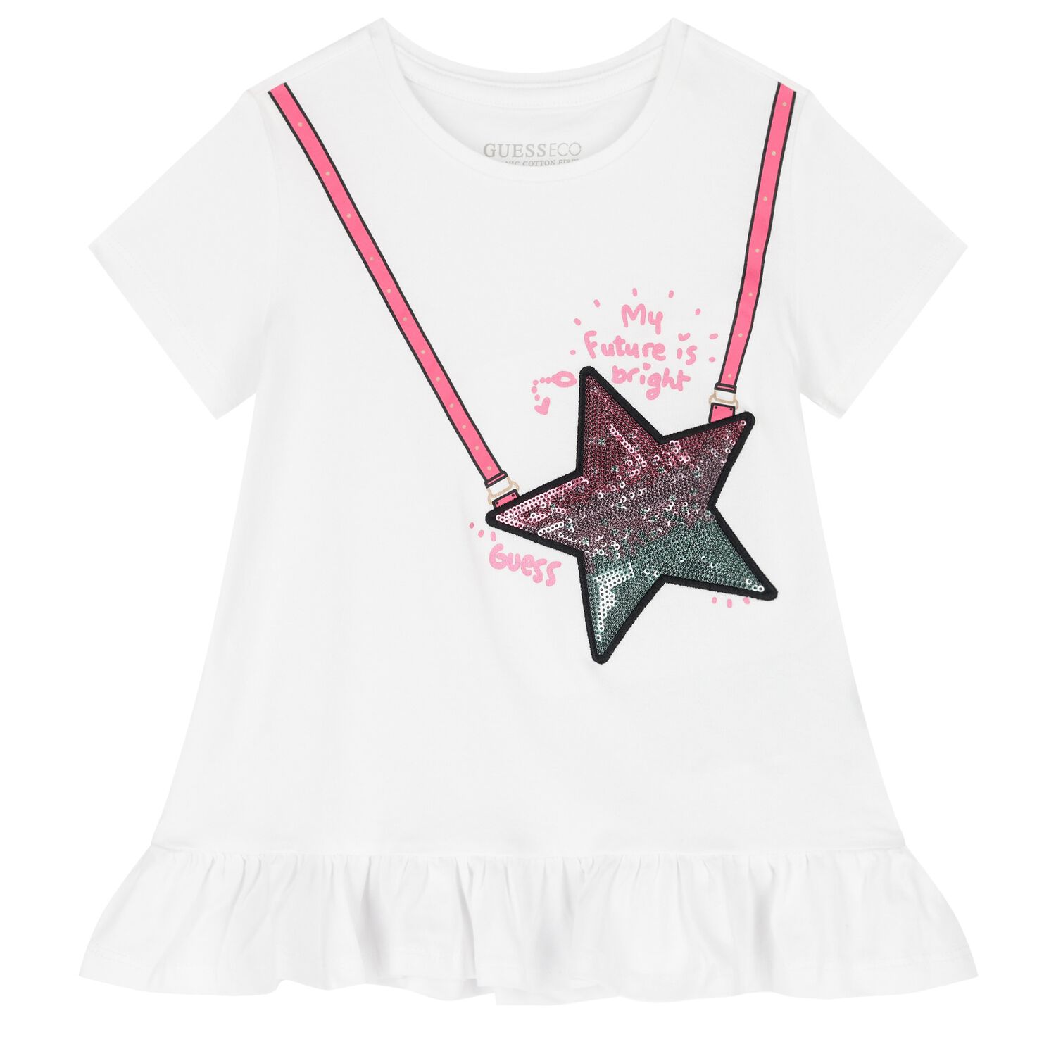 Girls White Star Bag T-Shirt, 1, hi-res image number null