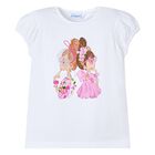Girls White Puff-Sleeve T-Shirt, 2, hi-res