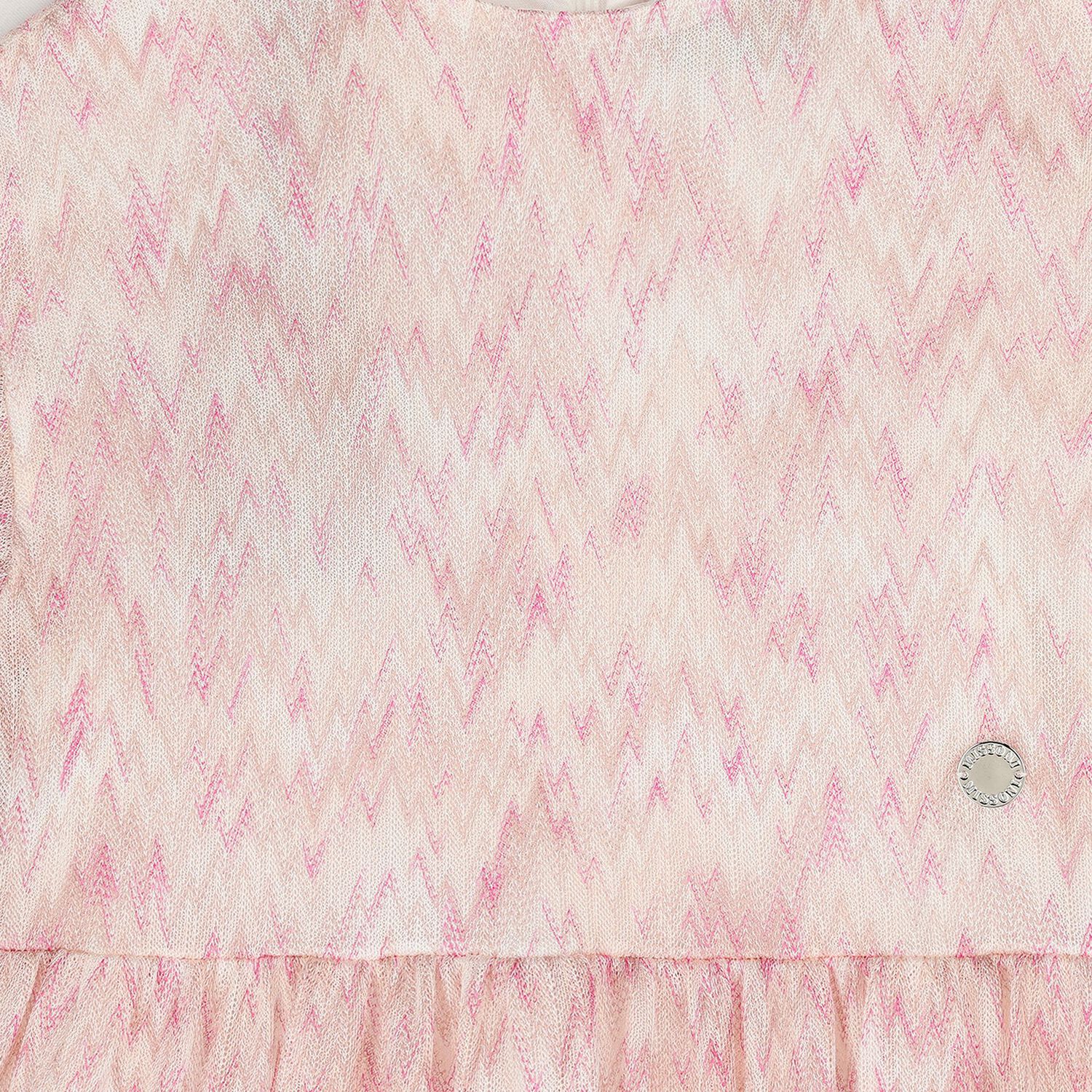 فستان بنات بشكل زجزاج باللون الوردى والعاجى , 1, hi-res