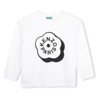 Girls White Boke Flower Logo Long Sleeve Top, 1, hi-res