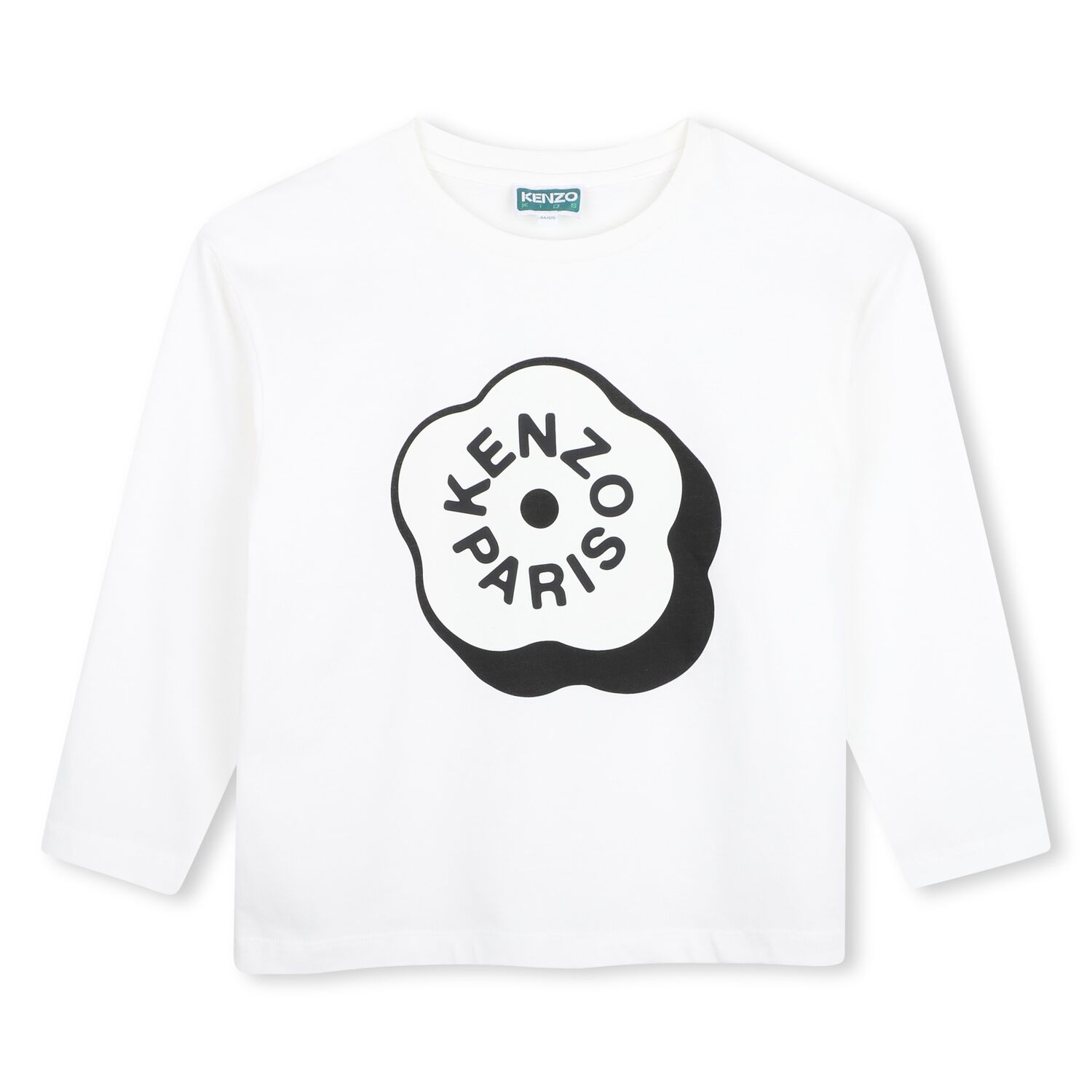 Girls White Boke Flower Logo Long Sleeve Top, 1, hi-res