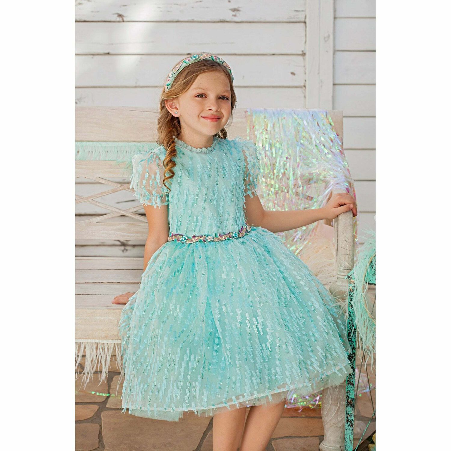 Girls Blue Special Occasion Dress, 1, hi-res