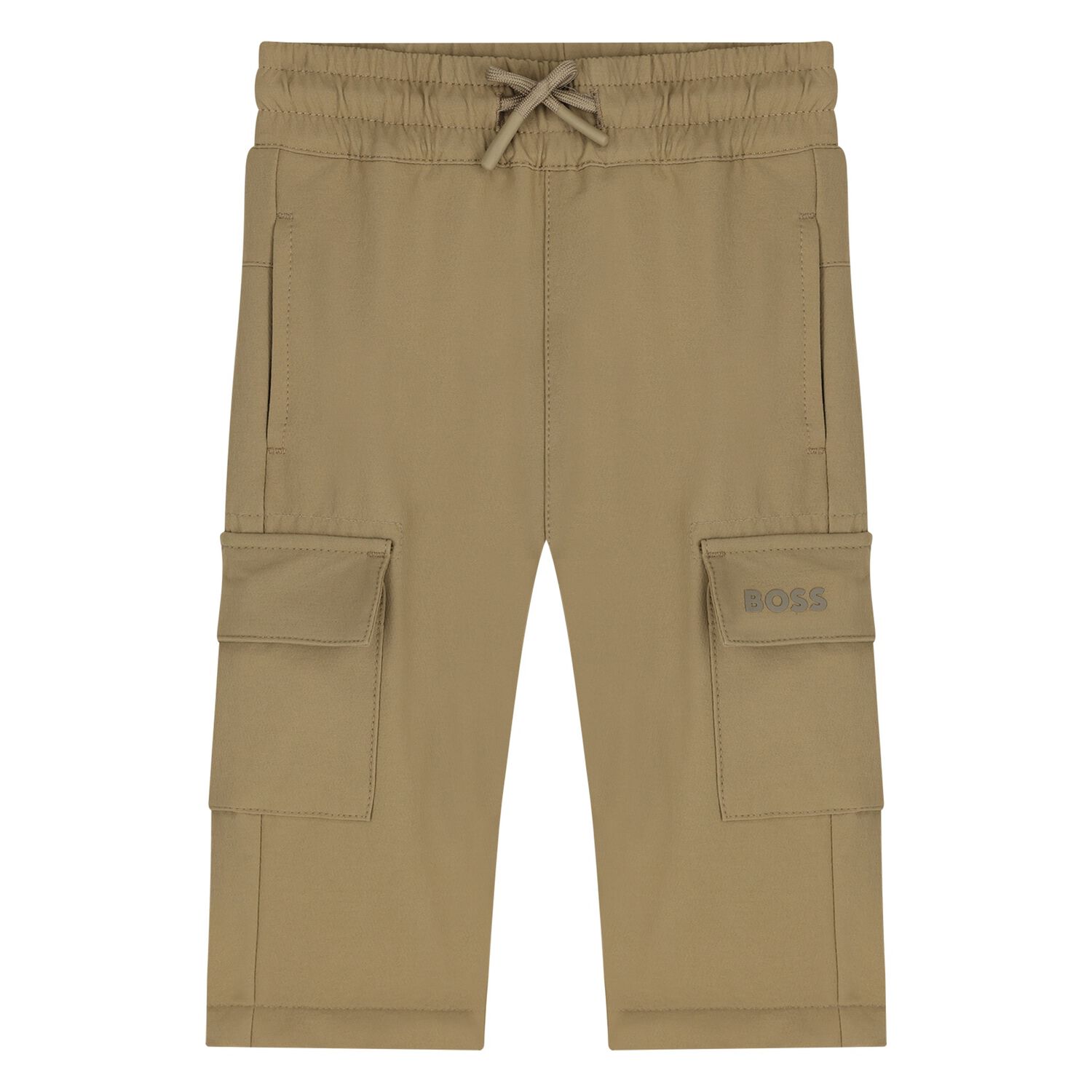 Younger Boys Beige Logo Trousers, 1, hi-res