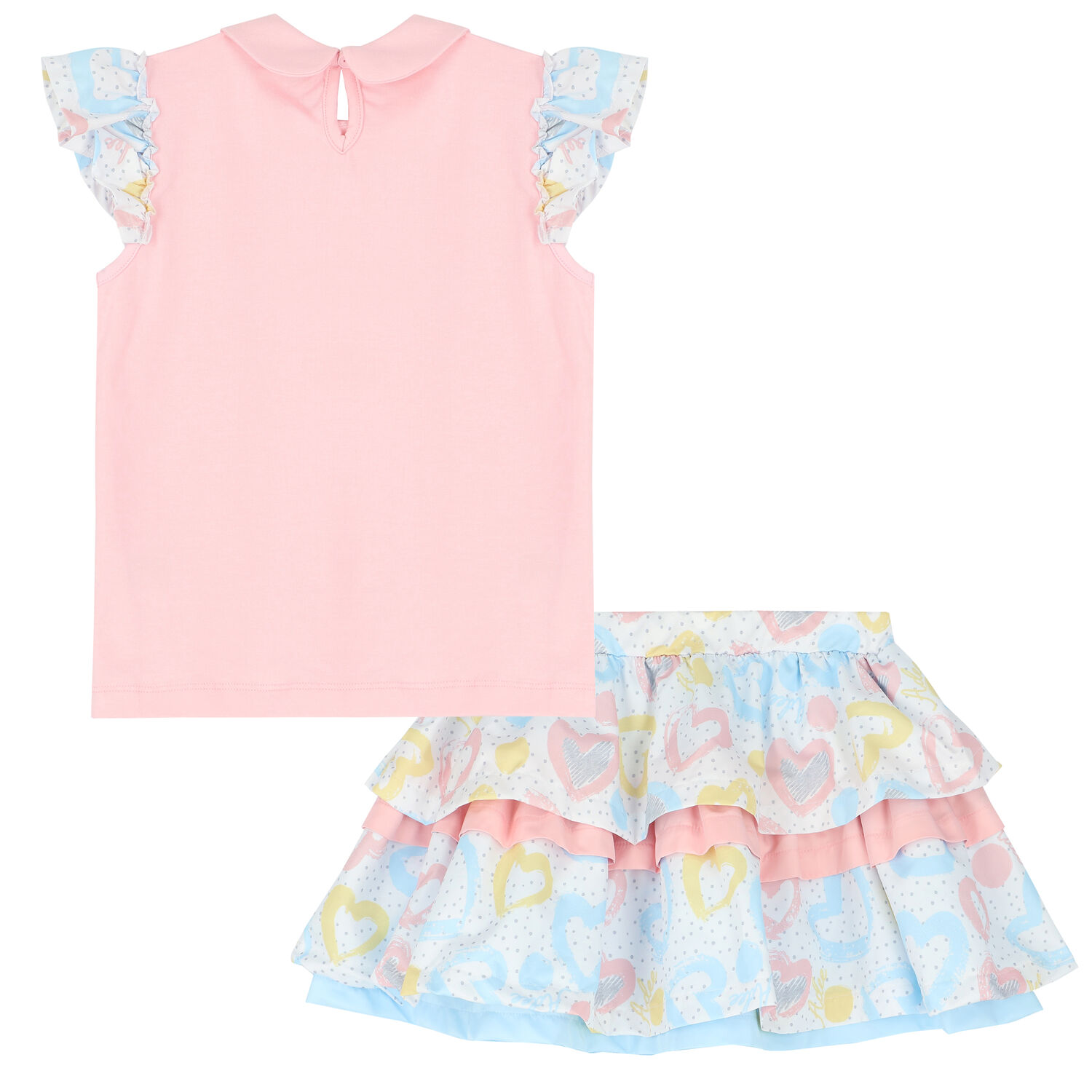 Girls Pink & White Logo Skirt Set, 1, hi-res