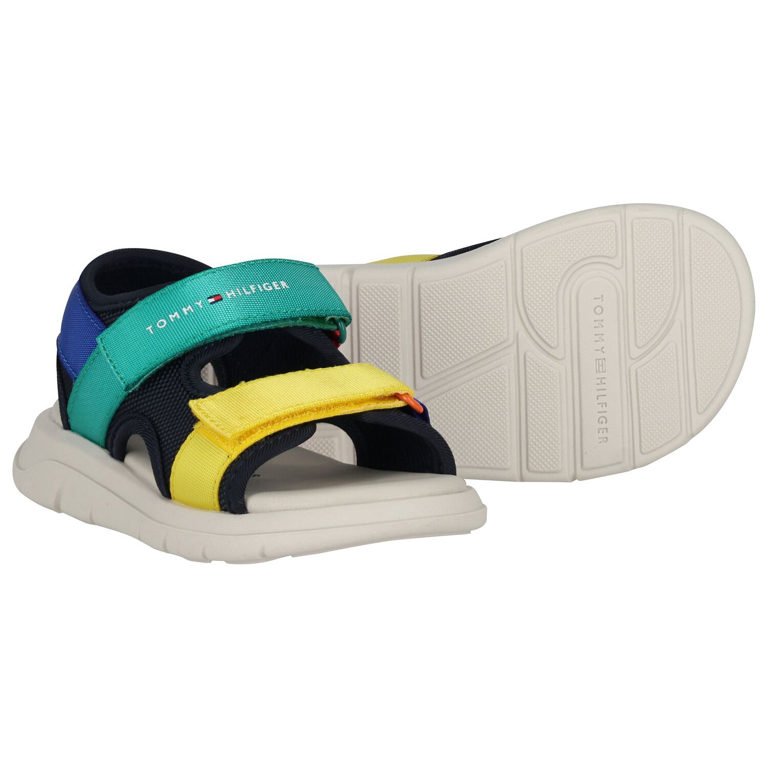 Boys Multi-Coloured Logo Sandals, 1, hi-res