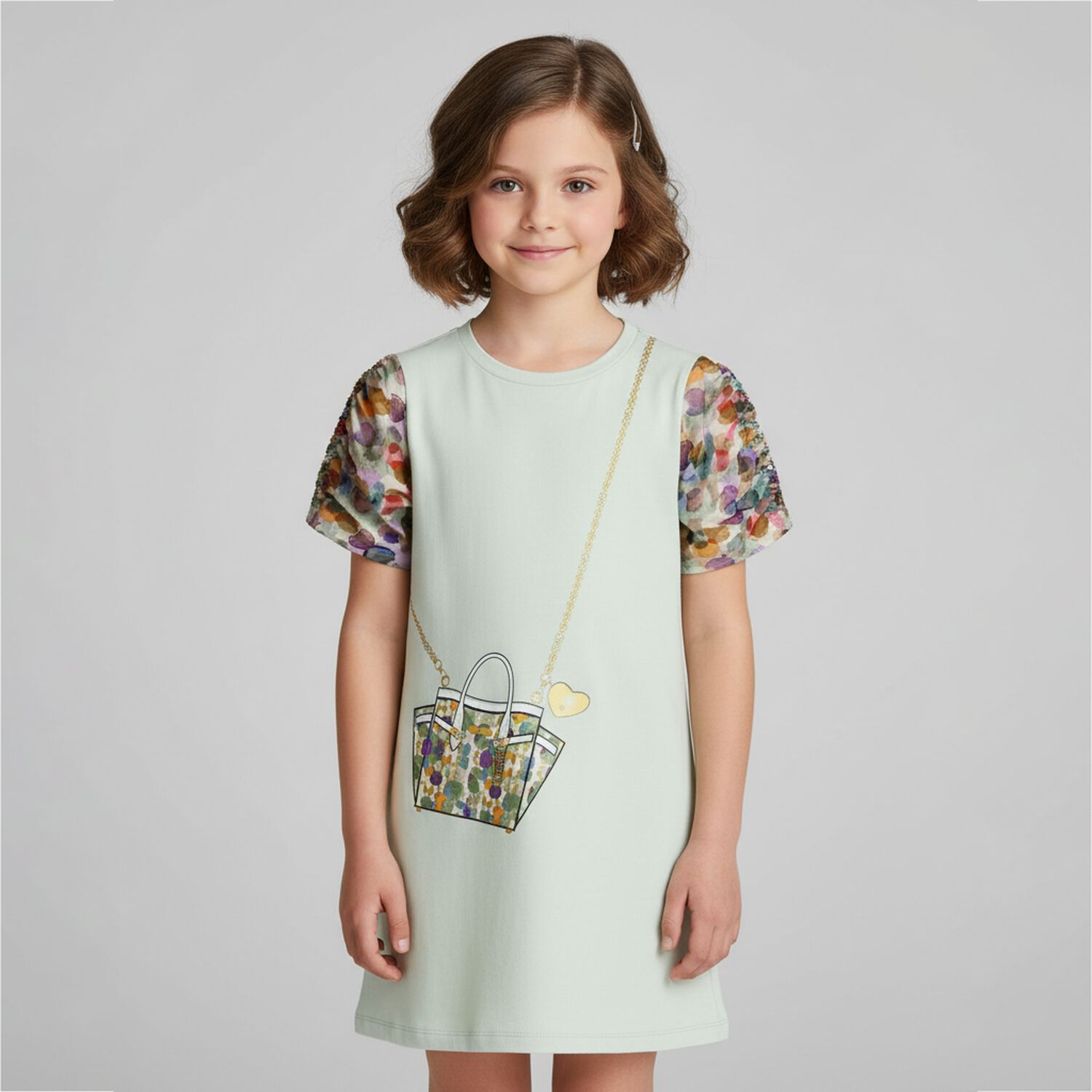 Girls Green Crossbody Bag Dress, 3, hi-res
