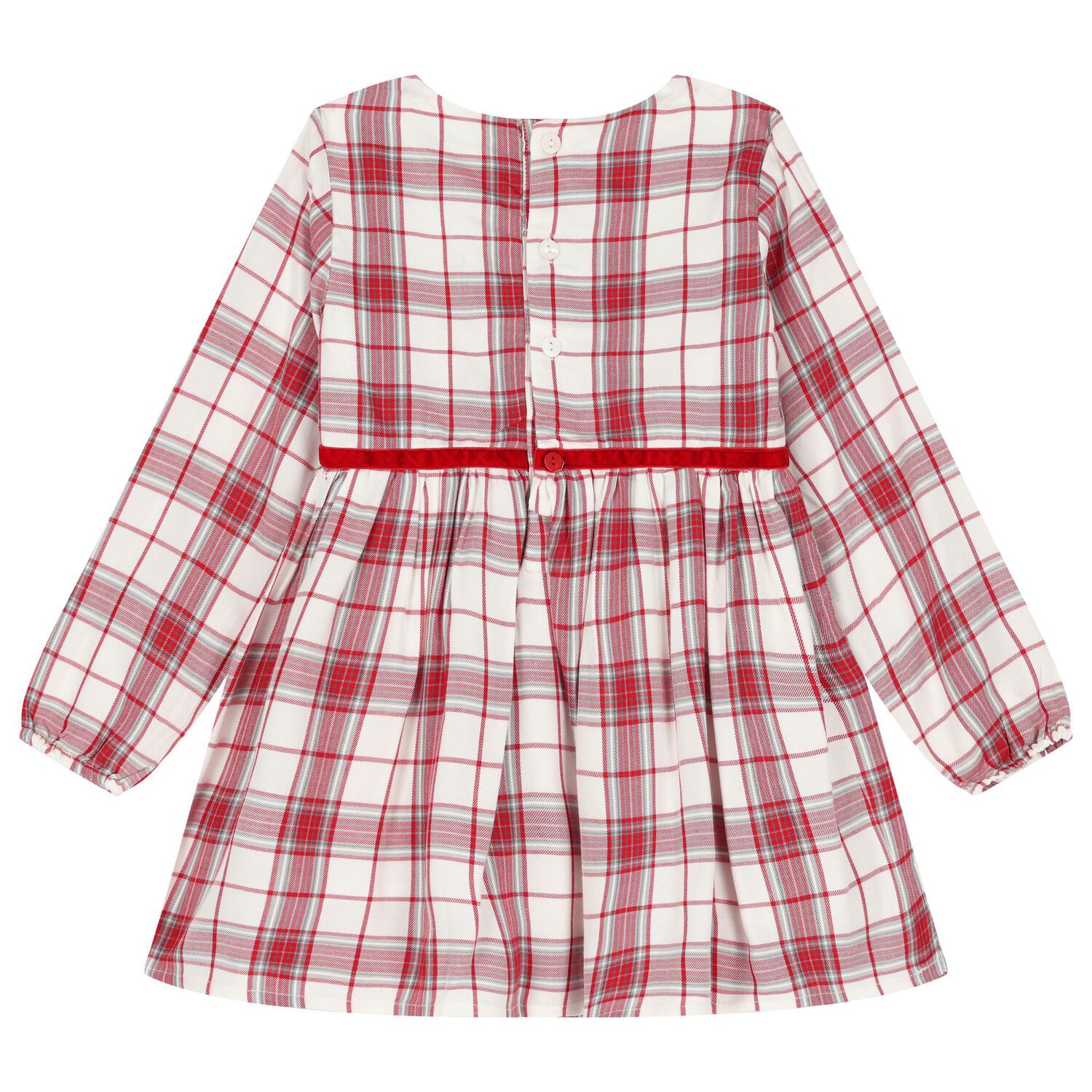 Girls White & Red Tartan Dress, 1, hi-res image number null