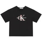 Girls Black Logo T-Shirt, 1, hi-res