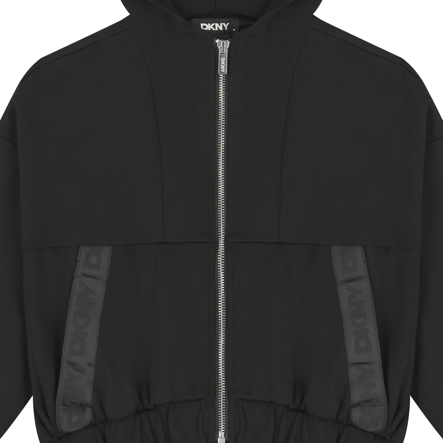 توب بنات هودى بسحاب بالشعار باللون الاسود , 1, hi-res