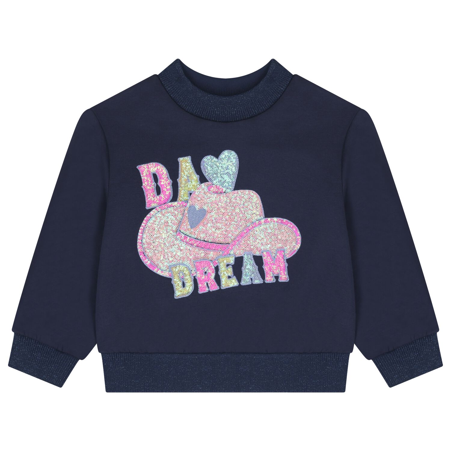 Girls Navy Blue Sequin Sweatshirt, 1, hi-res