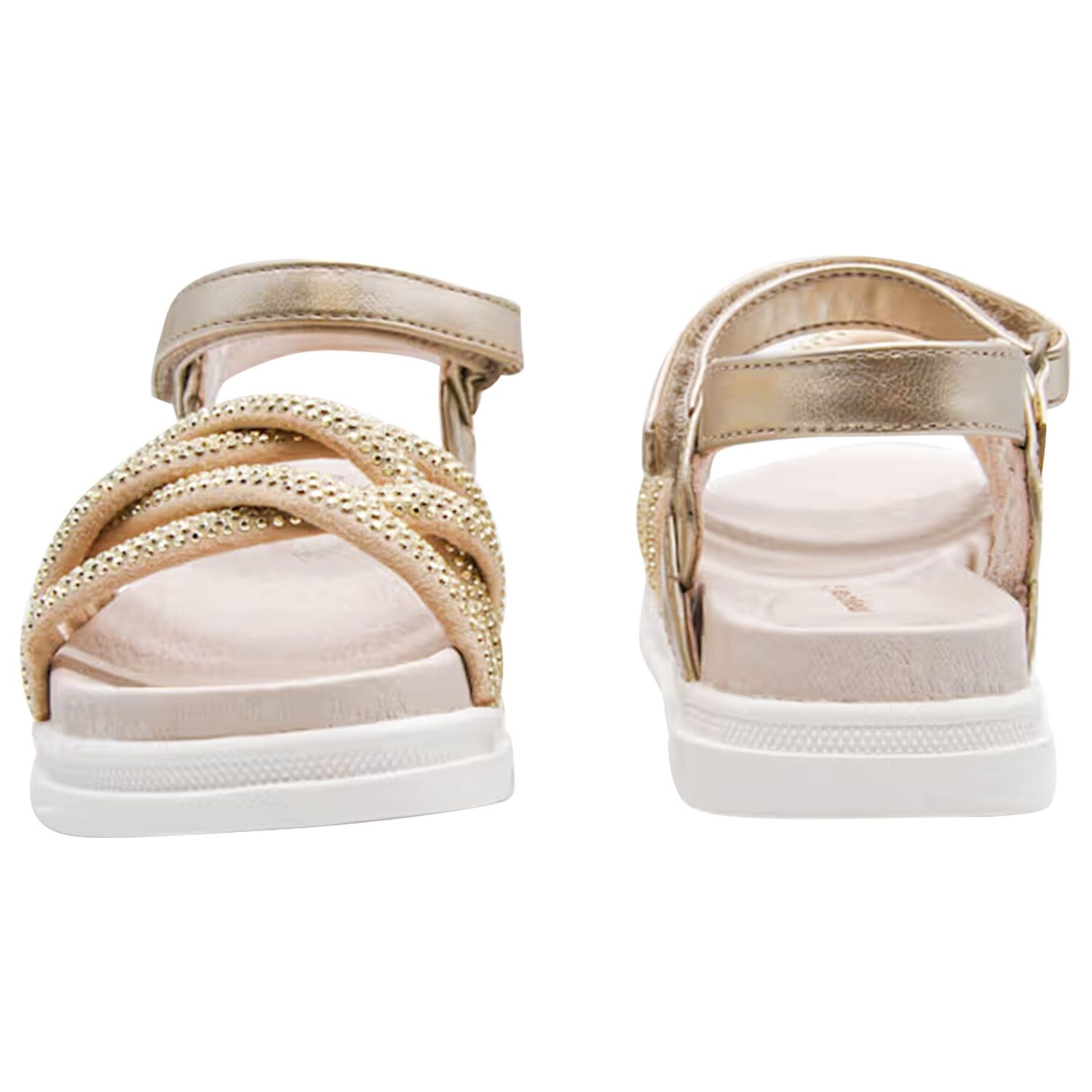Girls Gold Logo Sandals , 1, hi-res