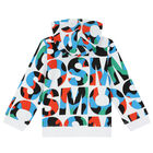 Boys White Logo Hooded Top, 1, hi-res