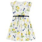 Girls White & Yellow Lemon Dress , 1, hi-res