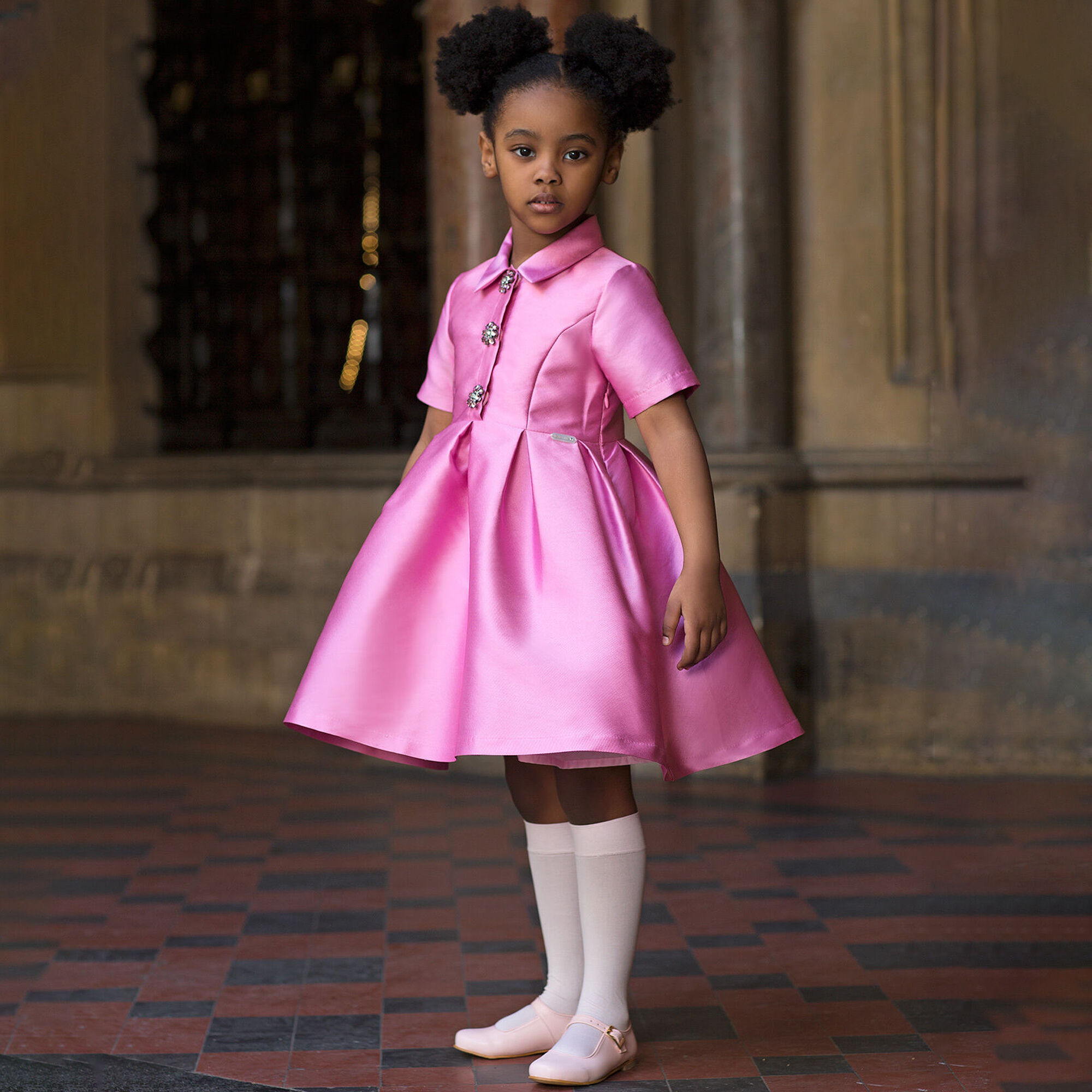 Mama Luma Girls Pink Satin Dress Junior Couture UAE