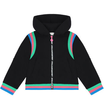 Girls Black Logo Zip Up Top