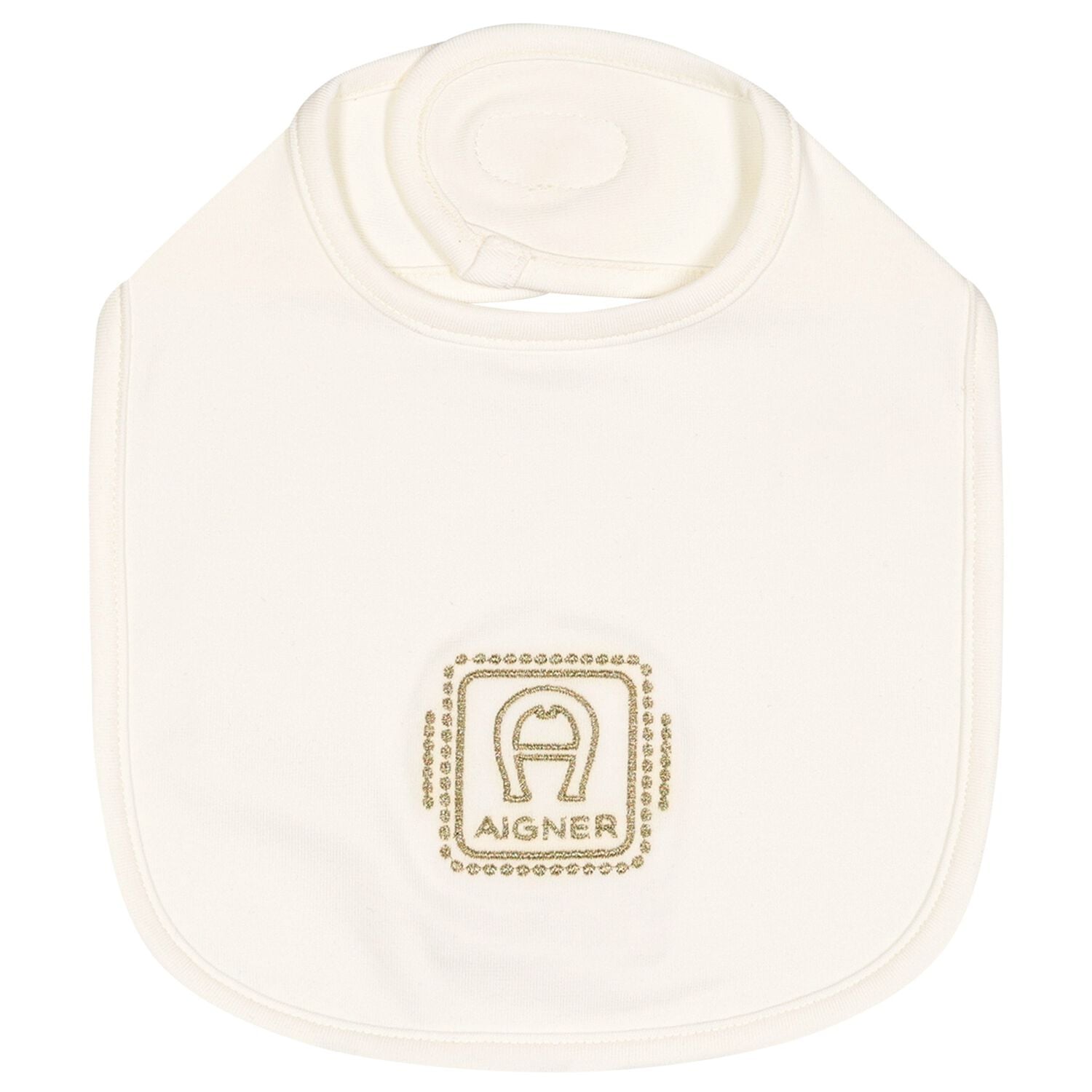 Ivory & Gold Logo Baby Bib, 1, hi-res