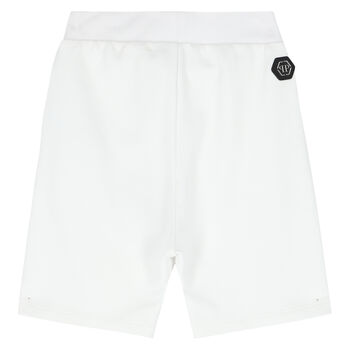 Boys White Skull Logo Shorts