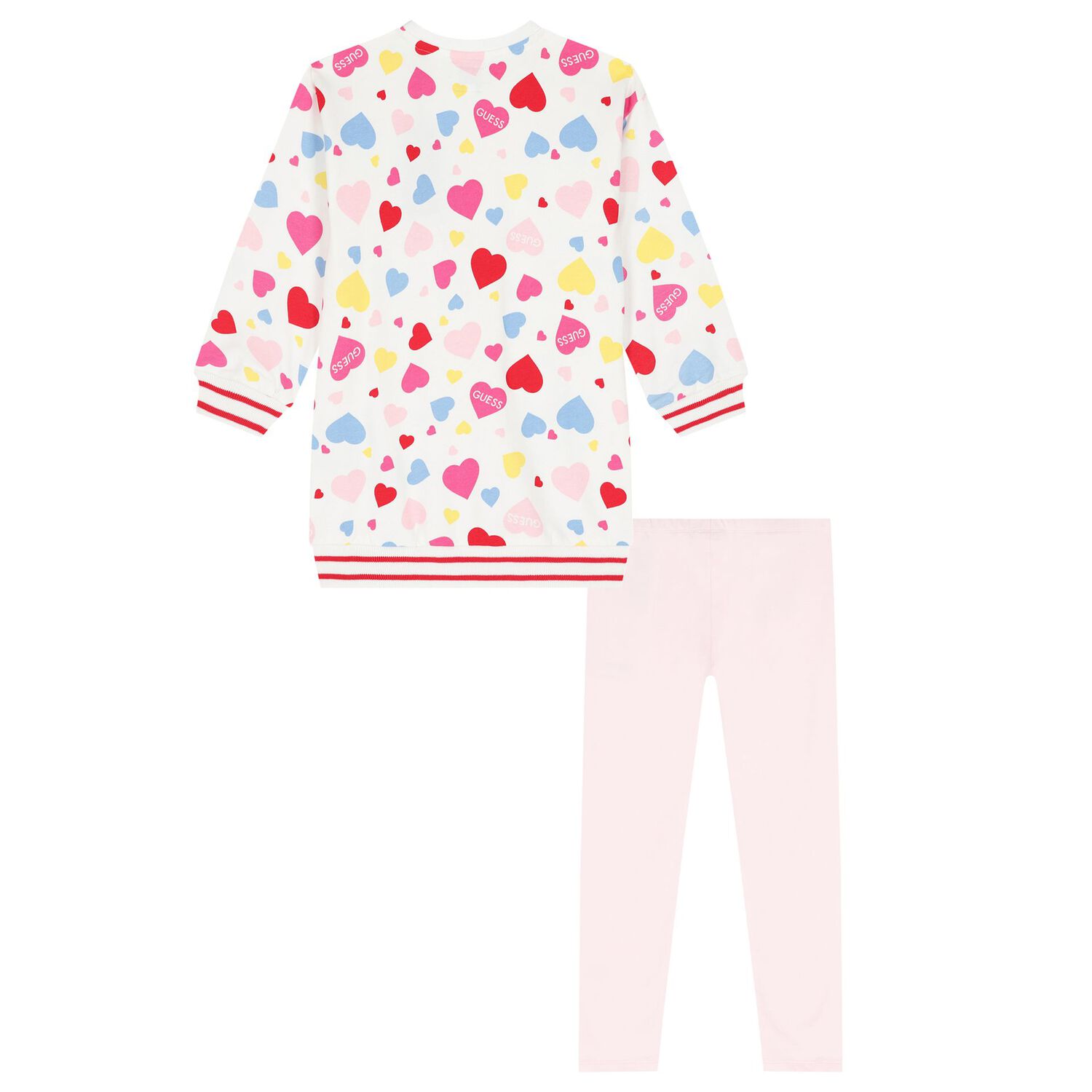 Girls White & Pink Heart Leggings Set, 1, hi-res image number null