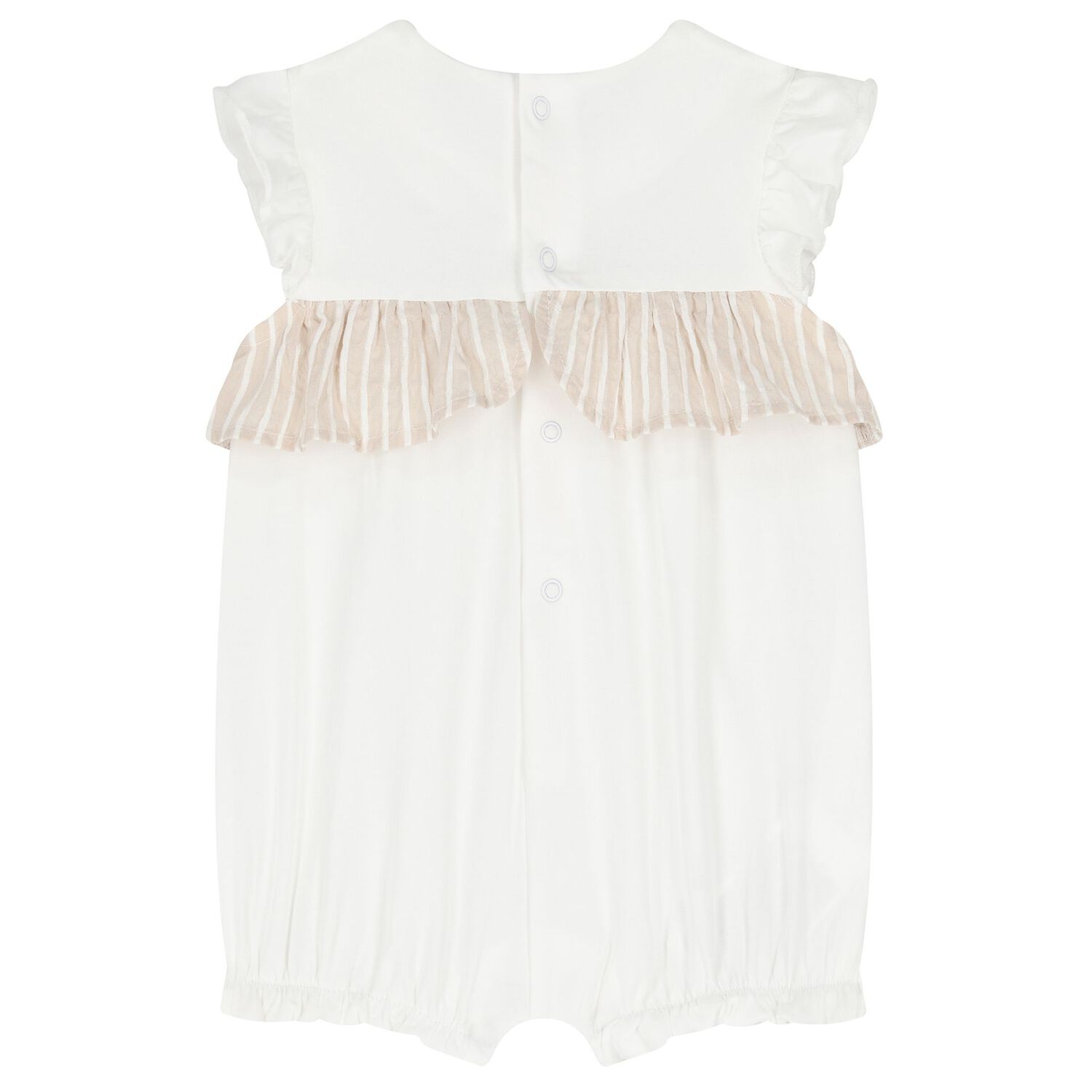 Baby Girls White & Beige Romper, 1, hi-res image number null