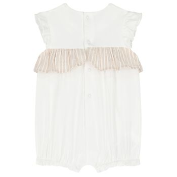 Baby Girls White & Beige Romper