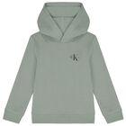 Boys Green Logo Hooded Top, 2, hi-res