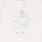 Girls Ivory & Gold Heart Logo T-Shirt, 1, hi-res