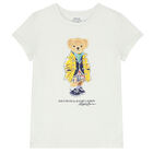 Girls White Polo Bear T-Shirt, 1, hi-res