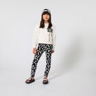 Girls Black Flower Logo Leggings, 1, hi-res