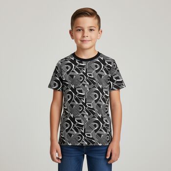 Boys Black & White Logo T-Shirt