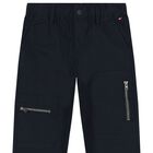 Boys Navy Blue Logo Trousers, 1, hi-res