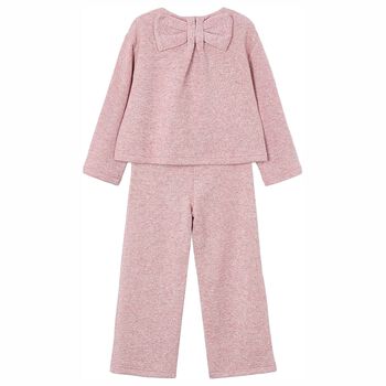 Girls Pink Knitted Trousers Set